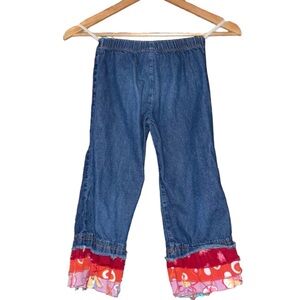 GIRLS KEEDO MEDIUM FLARE DENIM  bellbottom BLUE DISTRESSED JEANS